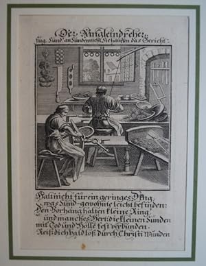 Der Kingleindreher. Kupferstich aus Christoph Weigels Ständebuch von 1711.