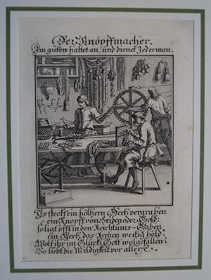 Der Knopfmacher. Kupferstich aus Christoph Weigels Ständebuch von 1711.