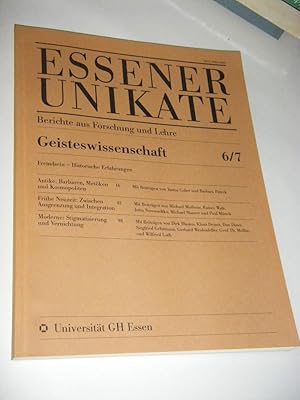 Bild des Verkufers fr Essener Unikate. Berichte aus Forschung und Lehre. Heft 6/7: Geisteswissenschaft. Berichte aus Forschung und Lehre zum Verkauf von Versandantiquariat Rainer Kocherscheidt