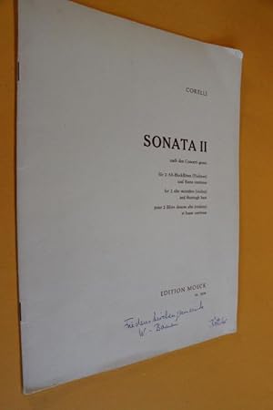 Bild des Verkufers fr Arcangelo Corelli (1653-1713) Sonate II nach den Concerti grossi fr 2 Alt-Blockflten und Cembalo, Violoncello ad libitum. Hg von A.Moeck und Eitel-Friedrich Callenberg (Edition Moeck 1038) zum Verkauf von Antiquariat Tintentraum