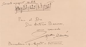 Seller image for JUAN MANEN (or Catalan: Joan Mann, 1883-1971) spanisch-katalanischer Geiger und Komponist for sale by Herbst-Auktionen