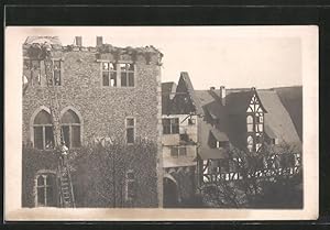 Foto-Ansichtskarte Solingen, Schloss Burg an der Wupper nach dem Brand 1920