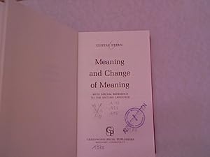Seller image for Meaning and Change of Meaning: With Special Reference to the English Language. for sale by Antiquariat Bookfarm