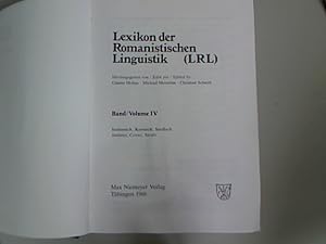 Immagine del venditore per Lexikon der Romanistischen Linguistik (LRL) /Band IV Italienisch, Korsisch, Sardisch. venduto da Antiquariat Bookfarm