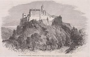 Bild des Verkufers fr Orig. Holzstich Sachsen-Anhalt - The castle of Wartburg, Germany, the "patmos" of Luther zum Verkauf von Allguer Online Antiquariat