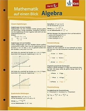 Bild des Verkufers fr Mathematik auf einen Blick, Algebra zum Verkauf von Modernes Antiquariat an der Kyll