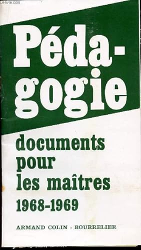 Bild des Verkufers fr CATALOGUE - PEDAGOGIE - Documents pour les maitres 1968-1969 zum Verkauf von Le-Livre