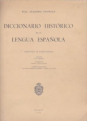 Seller image for Diccionario histrico de la lengua espaola. Seminario de lexicografa. Fascculo Tercero for sale by LIBRERA GULLIVER