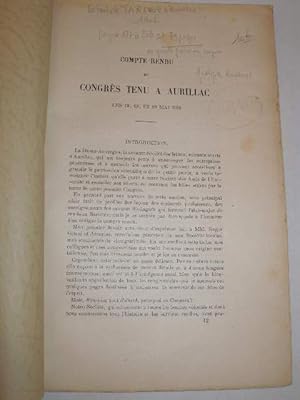 COMPTE RENDU DU CONGRES TENU A AURILLAC LES 18 , 19 , ET 20 MAI 1902