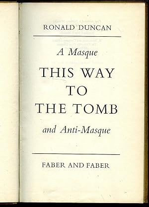 Imagen del vendedor de A Masque This Way to the Tomb and Anti-Masque a la venta por Little Stour Books PBFA Member