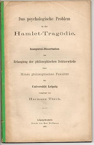 Bild des Verkufers fr Das psychologische Problem in der Hamlet-Tragdie. Dissertation. zum Verkauf von Wissenschaftliches Antiquariat Kln Dr. Sebastian Peters UG