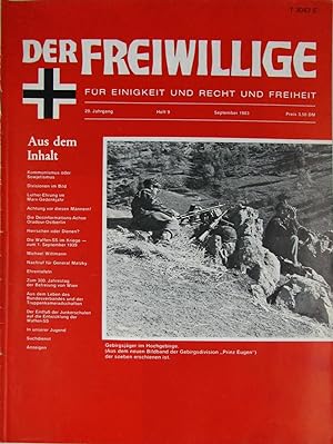 Imagen del vendedor de Der Freiwillige. Fr Einigkeit und Recht und Freiheit (Heft 9/1983), a la venta por Versandantiquariat Hbald