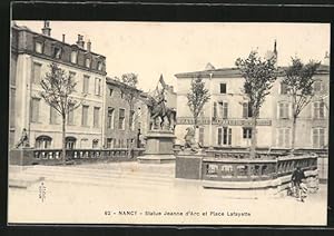 Carte postale Nancy, Statue Jeanne d'Arc et Place Lafayette