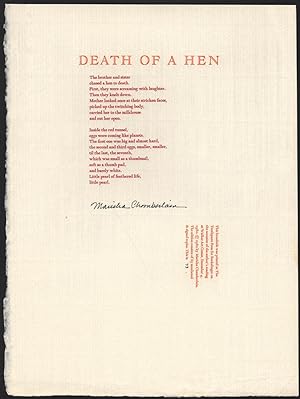Seller image for Death Of A Hen (broadside) for sale by James & Mary Laurie, Booksellers A.B.A.A