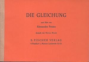 Seller image for Die Gleichung. 2 Akte. for sale by Antiquariat Carl Wegner