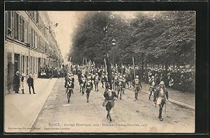 Carte postale Nancy, le cortège historique de 1909, les hommes d'armes lorrains de 1477