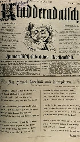 Bild des Verkufers fr Kladderadatsch. XXVI. Jahrgang 1873 Nr. 13 bis Nr. 57 zum Verkauf von PlanetderBuecher