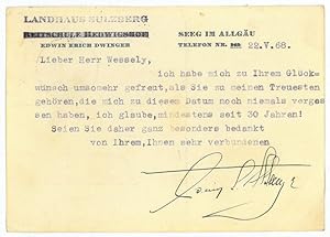 Imagen del vendedor de Ms. Postkarte mit eigenh. U. a la venta por Antiquariat INLIBRIS Gilhofer Nfg. GmbH