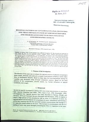 Bild des Verkufers fr Regional patterns of contaminants (pah, pesticides and trace metals) in snow of Northeast Bavaria and their relationship to human influence and orographic effects; zum Verkauf von books4less (Versandantiquariat Petra Gros GmbH & Co. KG)