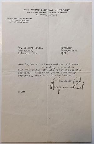 Important Typed Letter Signed on John Hopkins University letterhead