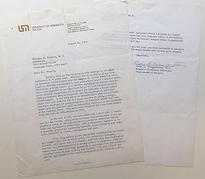 Typed Letter Signed on University of Minnesota letterhead