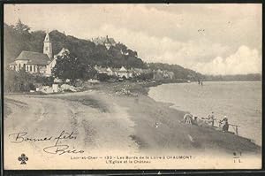 Carte postale Chaumont, Les Bords de la Loire, l'Eglise et le Chateau