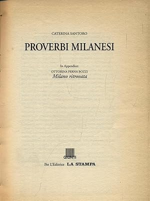 Seller image for Proverbi Milanesi for sale by Librodifaccia