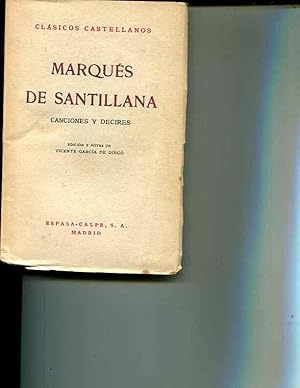 Imagen del vendedor de Marques De Santillana: Canciones y Decires(Clasicos Castellanos 18) a la venta por Orca Knowledge Systems, Inc.