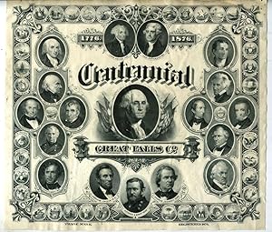 Bank Note Engraving: Centennial, Great Falls Co. 1776-1876 Trade Mark