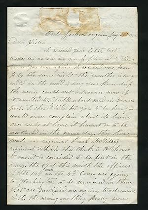 Signed Civil War Letter, describing soldier's situation with the 14th Mass