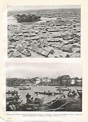 Bild des Verkufers fr LAMINA GEOGRAFIA 0049: Vistas de la ciuda d y puerto de Hnagchow China zum Verkauf von EL BOLETIN