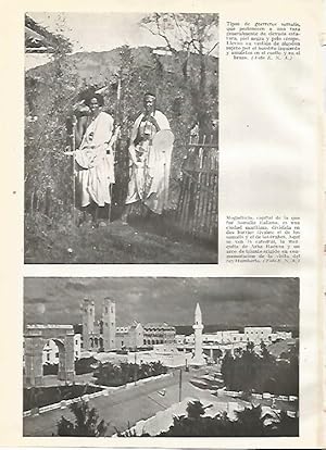 Seller image for LAMINA GEOGRAFIA 0140: Guerreros de Somalia y vista de Mogadiscio for sale by EL BOLETIN
