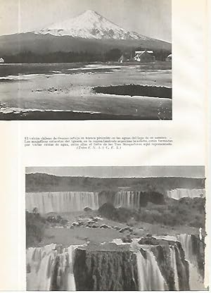 Imagen del vendedor de LAMINA GEOGRAFIA 0184: Volcan Osorno Chile y Cataratas del Iguazu Brasil a la venta por EL BOLETIN