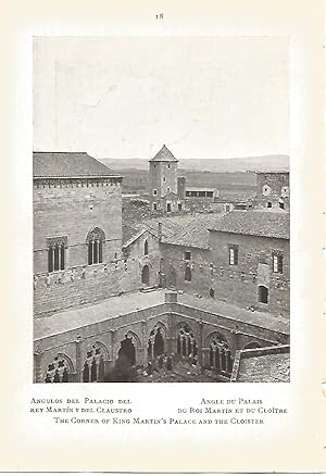 Seller image for Lamina 578: MONASTERIO DE POBLET. Angulos del Palacio del rey Martin y del claustro for sale by EL BOLETIN