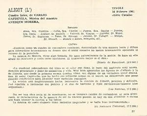 Immagine del venditore per LAMINA 3013: Reparto y critica de L Aligot. Tivoli 16 febrero 1901 venduto da EL BOLETIN