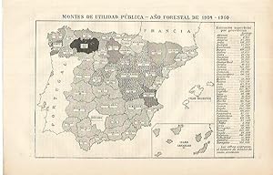 Immagine del venditore per LAMINA ESPASA 8611: Mapa de Espaa del ao forestal de 1909-1910 venduto da EL BOLETIN