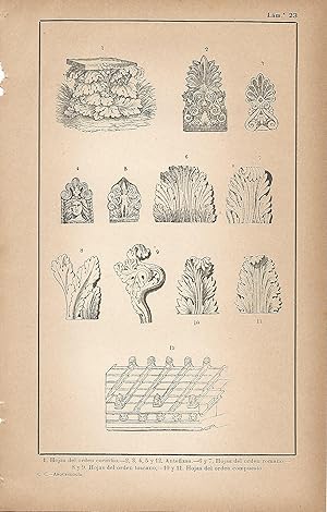 Image du vendeur pour Lamina 023: Hojas de orden corintio - Hojas del orden romano mis en vente par EL BOLETIN