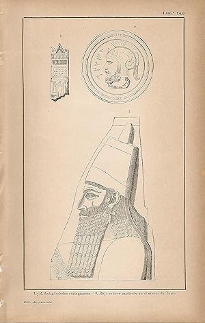 Image du vendeur pour Lamina 140: Antiguedades cartaginesas - Bajo relieve asirio mis en vente par EL BOLETIN