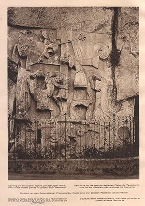 Seller image for Lamina/Foto KURT HIELSCHE Deuschtland No. 121: CARVING ON THE EXTERN ROCKS (TEUTOBURGER WALD) for sale by EL BOLETIN