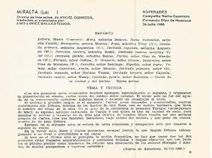 Immagine del venditore per LAMINA 2468: Reparto y critica de La Miralta representada en el Novedades el 26 de julio de 1905 venduto da EL BOLETIN