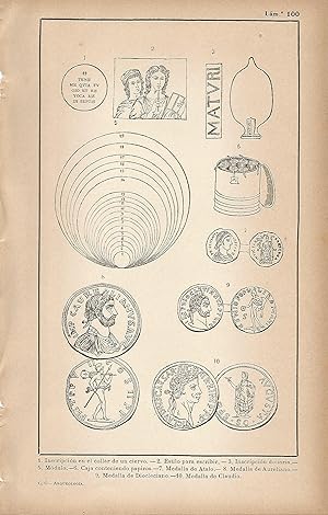 Bild des Verkufers fr Lamina 100: Inscripciones y monedas romanas zum Verkauf von EL BOLETIN