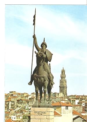 Bild des Verkufers fr Postal 032521 : Porto - Portugal. Statue de Vimara Peres et la Tour des Clerigos zum Verkauf von EL BOLETIN