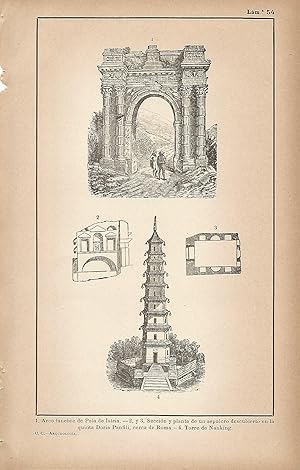 Image du vendeur pour Lamina 054: Arco funebre de Pola de Istria - Supulcro de la Doria Panfili - Torre de Nanking mis en vente par EL BOLETIN