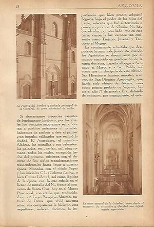 Bild des Verkufers fr LAMINA 5606: Nave central y Puerta del Perdon de la Catedral de Segovia zum Verkauf von EL BOLETIN