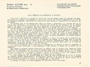 Immagine del venditore per LAMINA 2765: Critica de Bernat y Duran sobre La Dama Alegre. Teatro de las Artes 17 diciembre 1904 venduto da EL BOLETIN