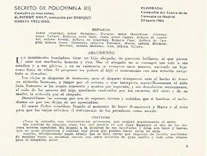 Immagine del venditore per LAMINA 2796: Reparto argumento y critica de El Secreto de la Polichinela. El Dorado 29 junio 1904 venduto da EL BOLETIN