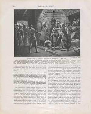 Seller image for Historia de Espaa lamina 128: Cortes lleva a cabo la prision de Moctezuma (1519) for sale by EL BOLETIN