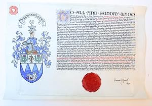 Grant of arms donated by Sir Francis James Grant, Lord Lyon King of Arms, to John Cochrane Hender...