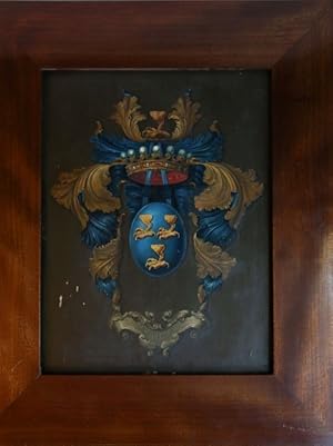 Painted escutcheon depicting the coat-of-arms of the Dutch Crabeth family originating from the ci...