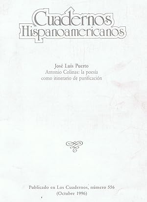 Seller image for ANTONIO COLINAS: LA POESA COMO ITINERARIO DE PURIFICACIN. Separata for sale by Librera Torren de Rueda